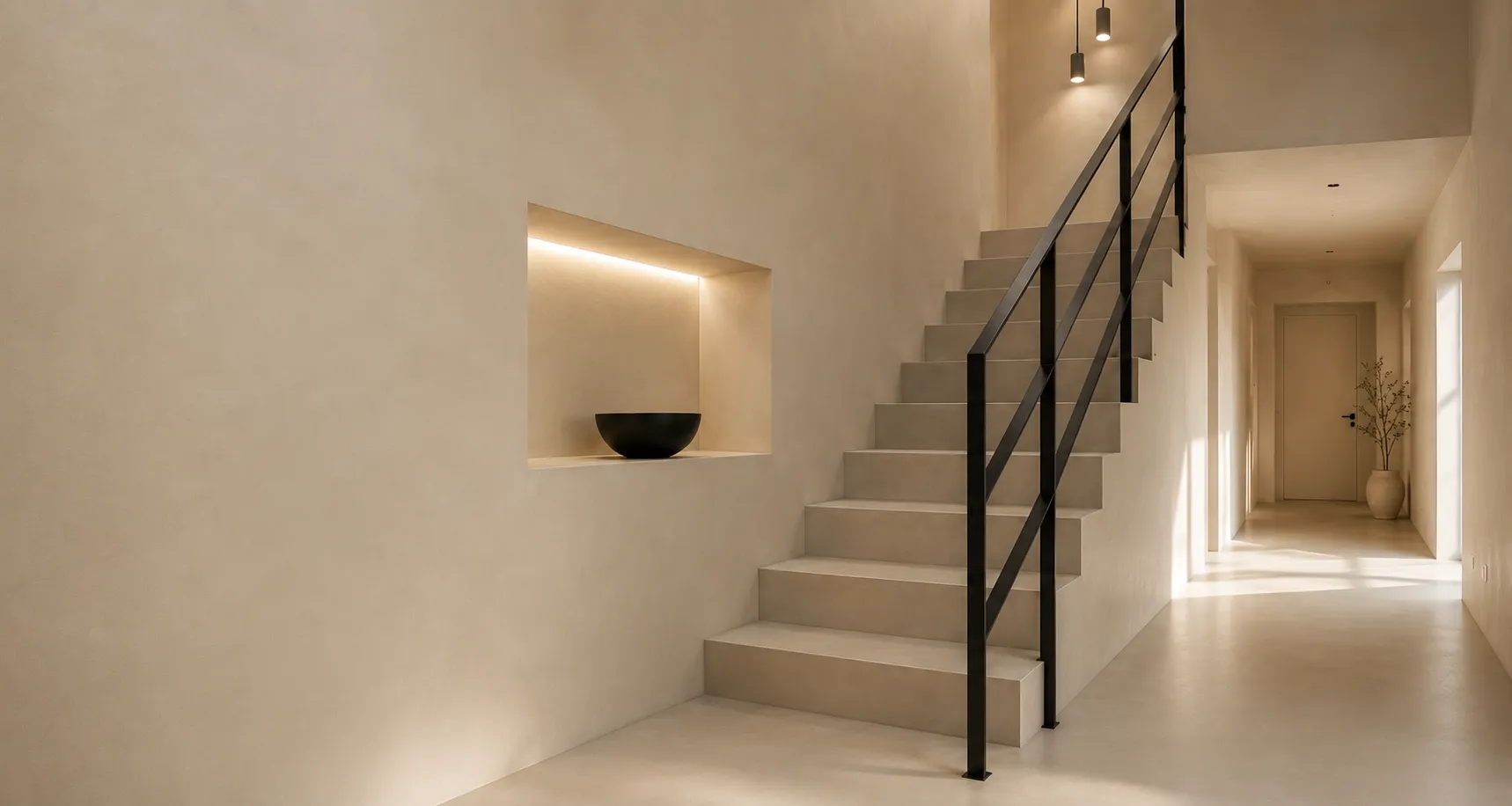 Interior residencial con microcemento Lunik